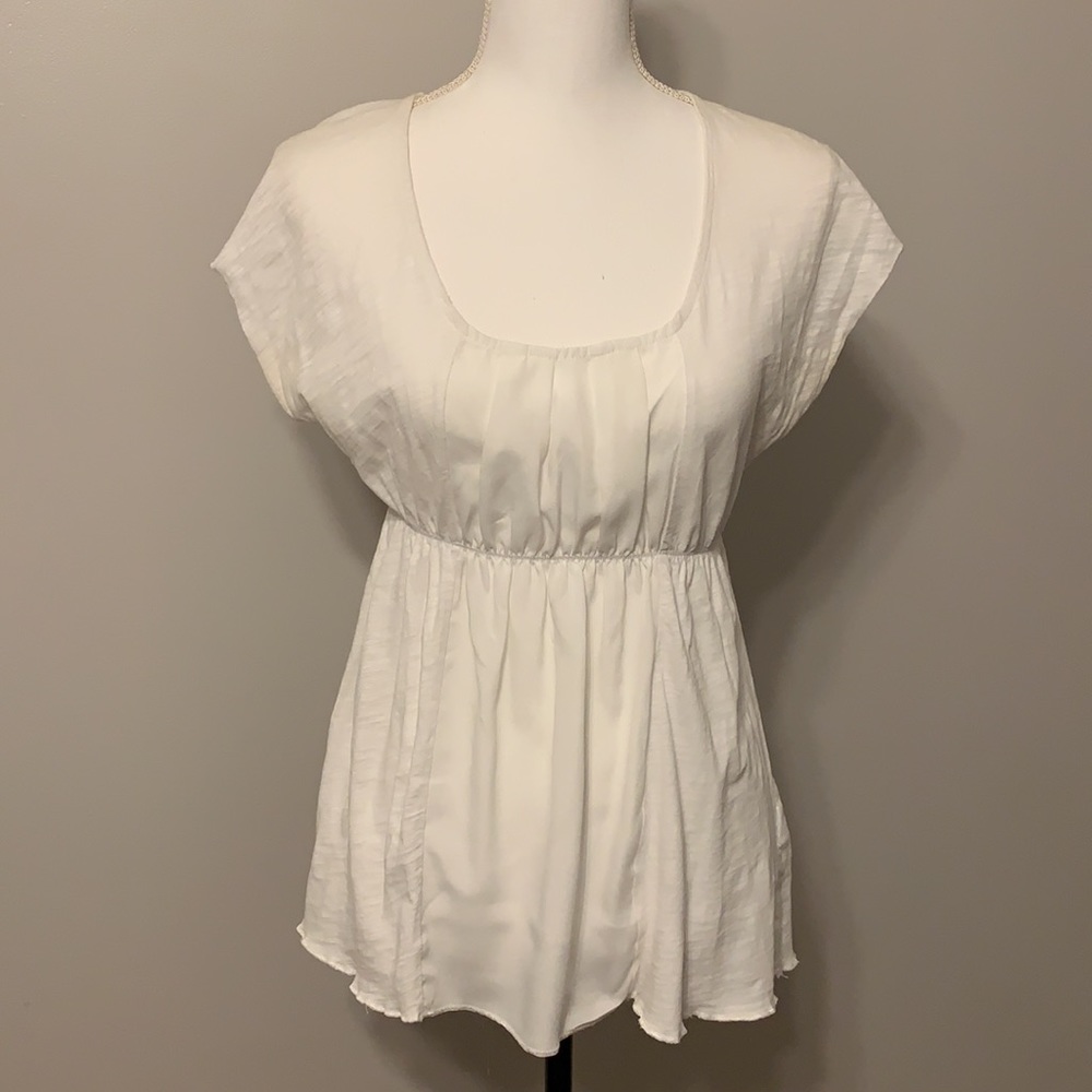 Calvin Klein Jeans, White empire waist short sleeves Cotton top small